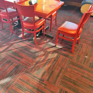 Even more Filthy soiled floors that smell of grease &amp; have food &amp; debris all over...