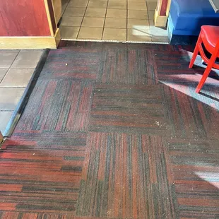 More Filthy soiled floors that smell of grease &amp; have food &amp; debris all over...