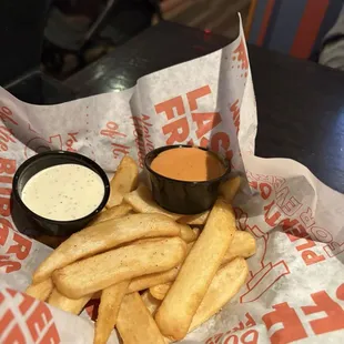Bottomless fries, so better to have a small order of warm fries that are constantly refilled than a huge basked that gets cold quickly