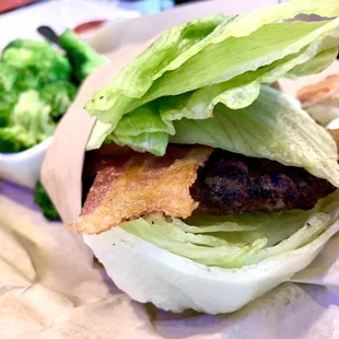 The Wedgie Burger with bottomless steamed broccoli.  Hits the spot without the dreary aftermath.