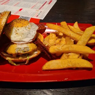 Royal Red Robin Burger with Garlic Fries