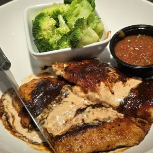 Ensenada Chicken Platter with bottomless steamed broccoli - $16.29