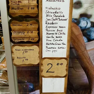 Menu of items &amp; prices