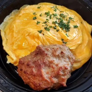 omu-rice with hamburg steak