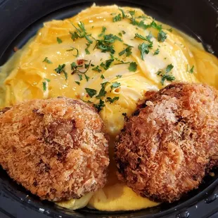 omu-rice with beef &amp; potato croquet