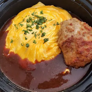 Omu-Rice with Hamburg Steak