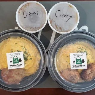 Omu-Rice with Beef & Potato Croquet