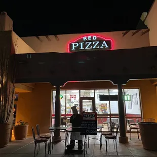 outside of restaurant at night