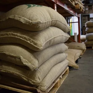 Green coffee in our warehouse.