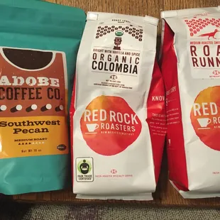 a bag of ground coffee and a bag of ground coffee
