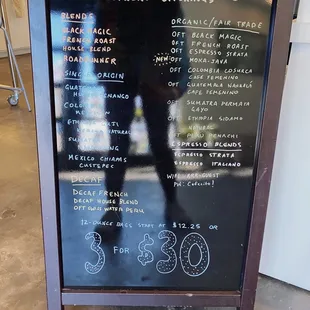 Current coffee offerings