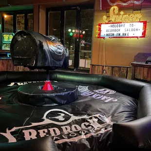 an inflatable air hockey game