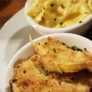 Fried squash and Mac n cheese. The fried squash is hands down my favorite!