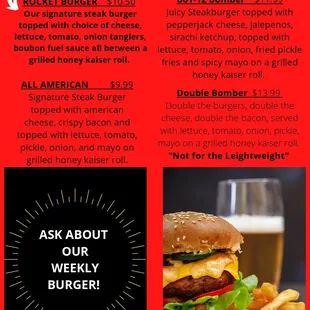 burgers, menu