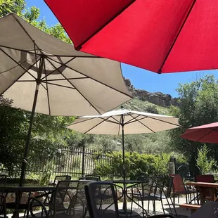 tables and umbrellas