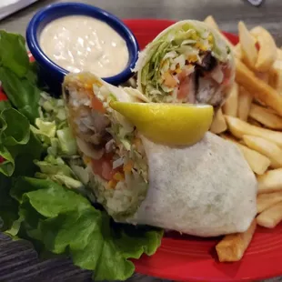 Wrap packed with habitat, avocado and the fixin s, delicious!!