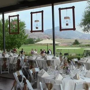 View from pavilion. Set for a wedding