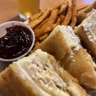 Monte Cristo and sweet potato fries