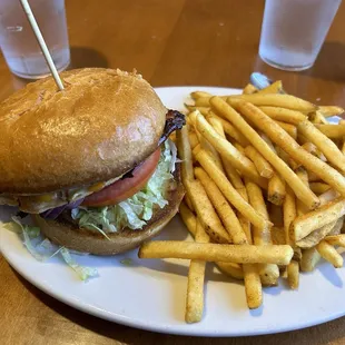 Grilled chicken sandwich with cheddar cheese and seasoned fries