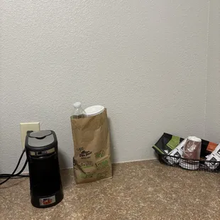 Bag of fast food on the kitchen counter when we checked into our room from a previous guest.