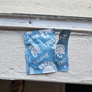 Condom wrapper found in the pool.
