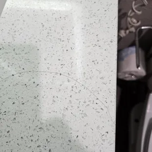 Vanity counter with hair.