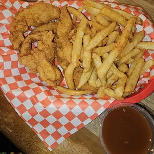 Chicken Tenders and fries
