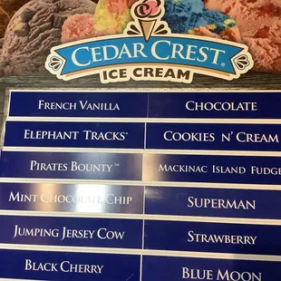 Cedar crest ice cream flavors