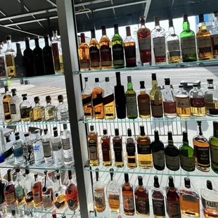 a display of liquor bottles
