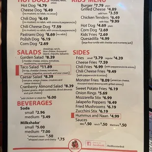 New menu- pic taken on 2/23/24