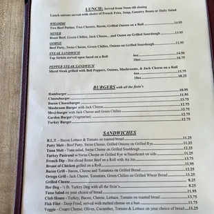 Coloma Club,Lotus, CA **Menu