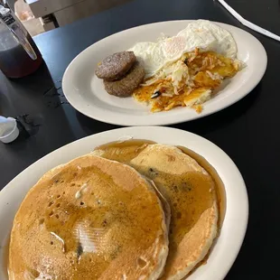 Early Bird Special and 2 blueberry pancakes