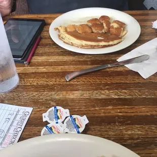 Two pancakes almost gone