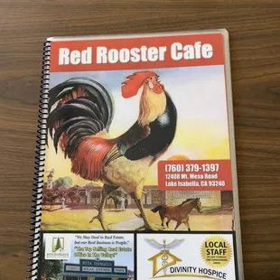 a rooster on the menu