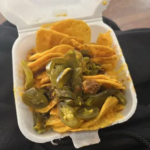chilli Nachos with peppers