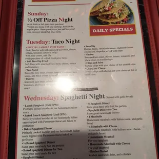 Menu current as of oktober 5th 2023