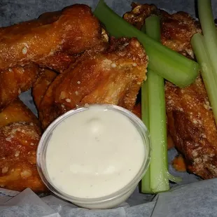 Some seriously great wings...buffalo garlic parmesan flavored