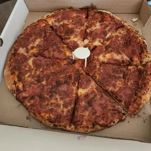 We got a burnt pizza