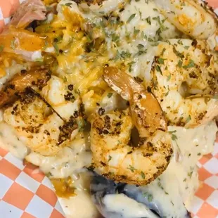 Dirty bird - Stuffed turkey drum with dirty rice, shrimp, sausage &amp; gravy