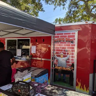 Outside of food truck at Expo event.