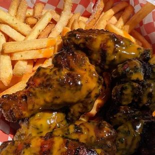 Smoked Wings with ranch BBQ sauce.