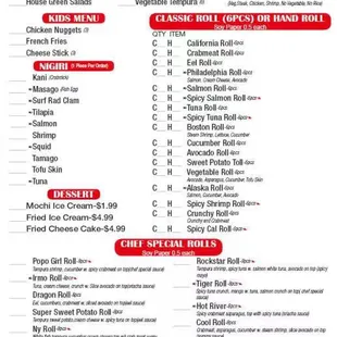menu