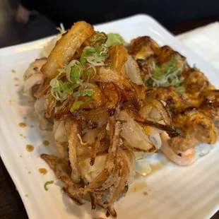 Ono and Albacore roll (left) Volcano roll (right)