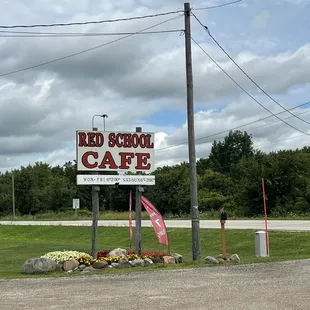 sign for red school cafe