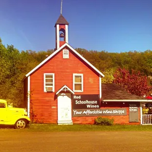 a yellow truck parked in front