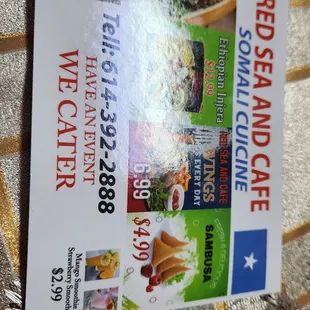 sushi and sashimi, menu