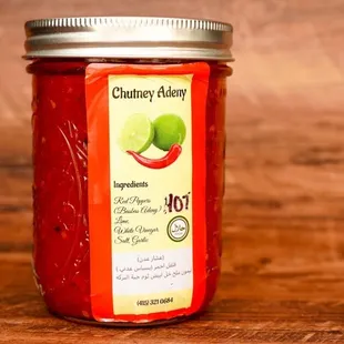 a jar of chili sauce