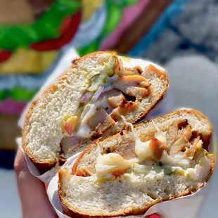BBQ Chicken Skewer Sandwich on Sourdough | $6.49 + $1 cheese