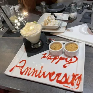 This was our key lime pie.  The crumbles (not gluten-free) were in the separate containers so I could enjoy them.