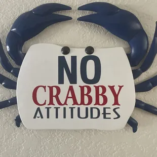 Very good crap cakes. Also very nice waiter with cool hair